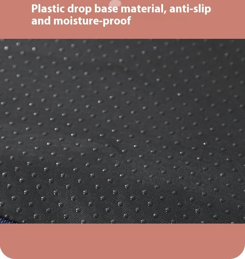 Removable washable sponge dog mat in brown, shown in a domestic setting.