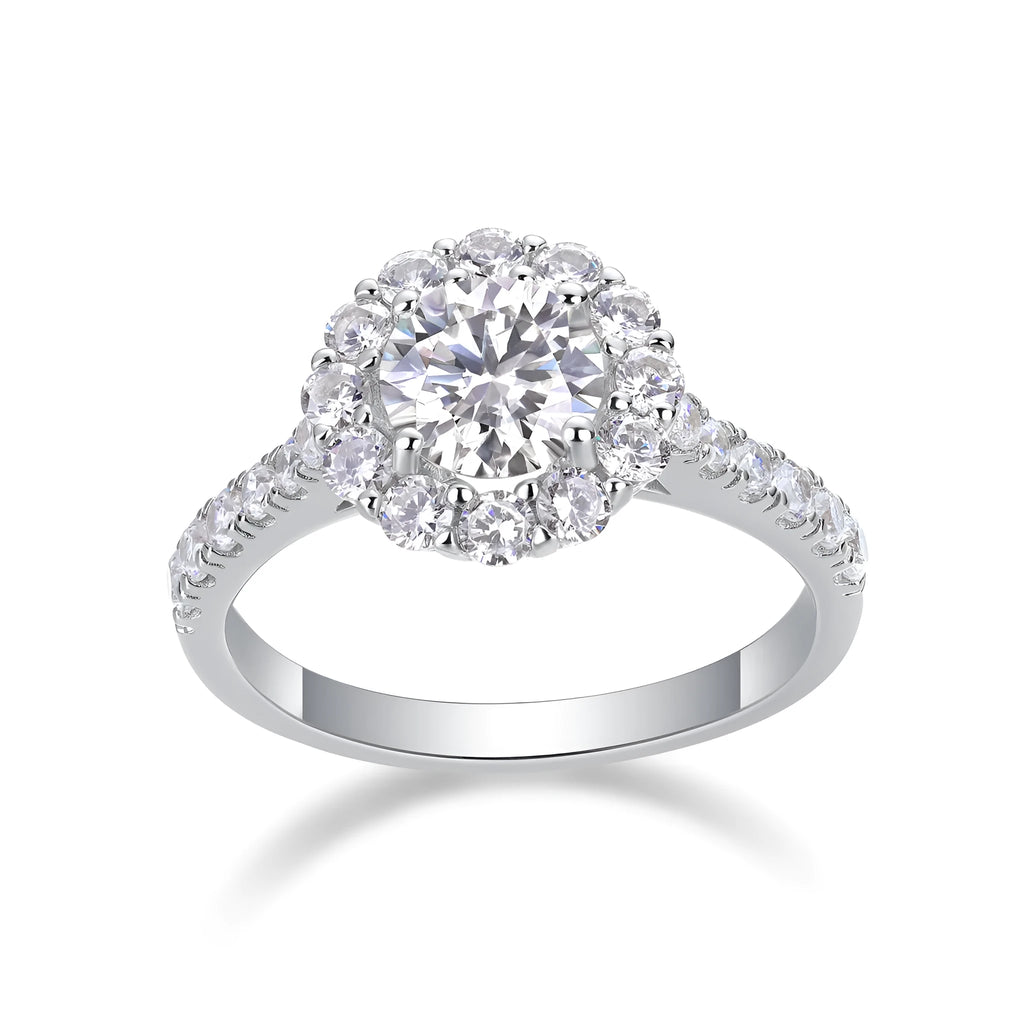 True Love 1-carat moissanite wedding ring set S925 silver platinum-plated in gift box with GRA certificate