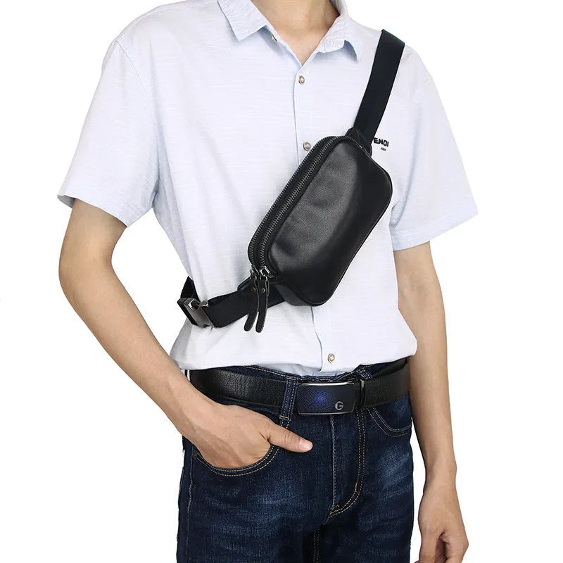 Men's small leather crossbody bag in cowhide with urban style