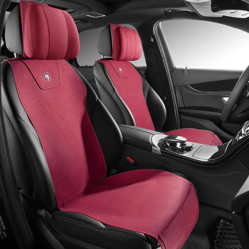 Tailored leather car seat cover with gradient hole design in Hermes orange colour