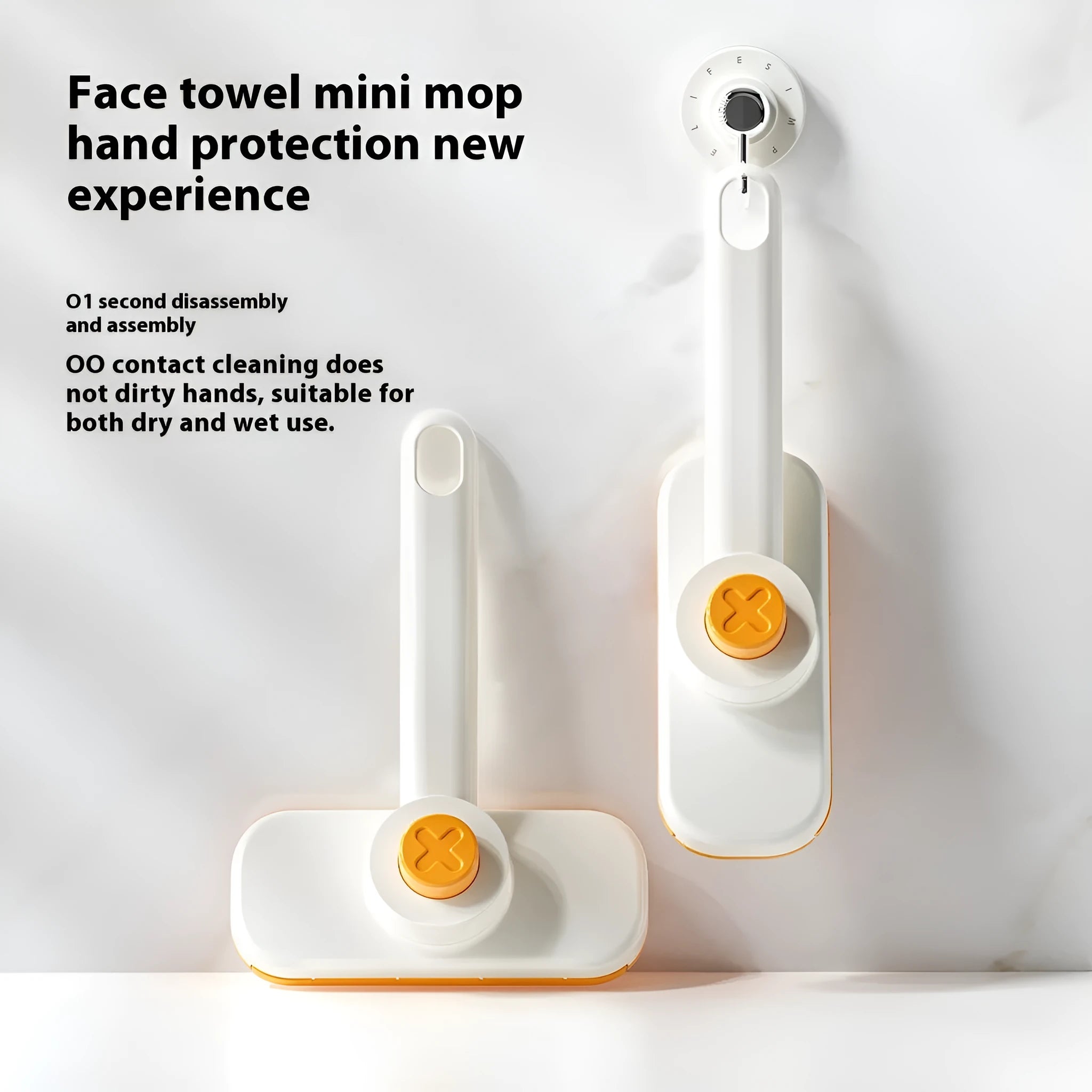 Rotatable washcloth mop can clip cloth in ABS material with 50 replacement cloths shown in gray colour