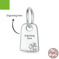 925 silver rectangular pendant with geometric pattern and brand engraving for DIY jewellery making