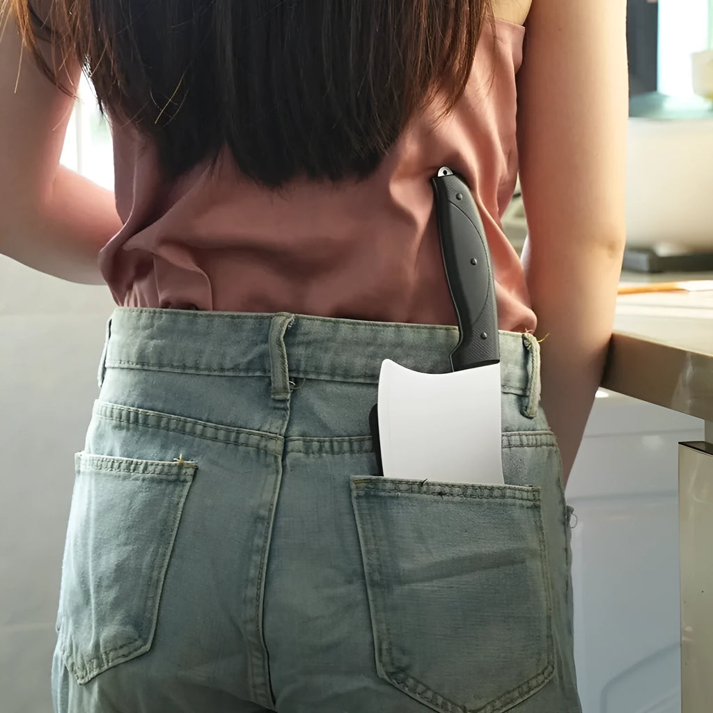 Quirky kitchen knife design TPU PC phone case for iPhone 11-15 series, black colour option