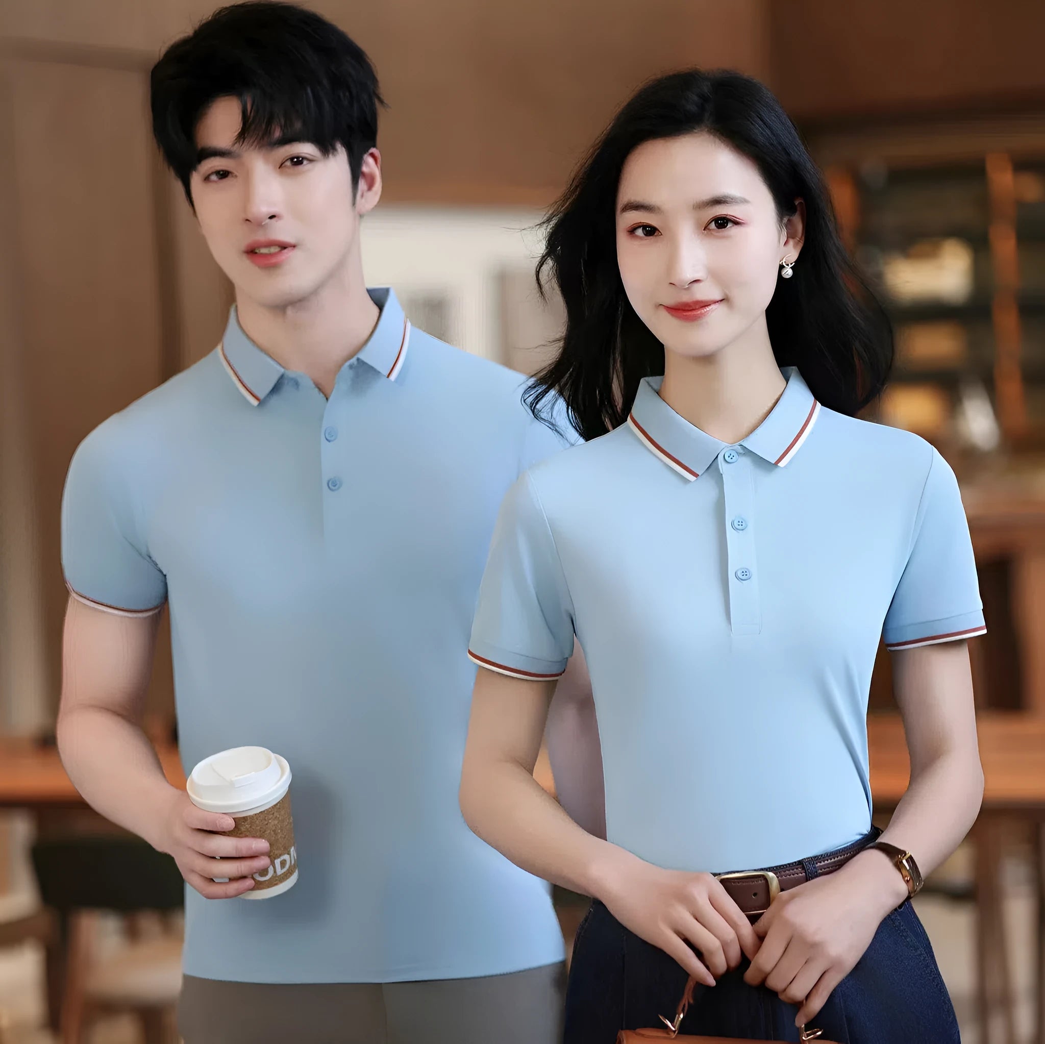 Summer ice silk lapel short sleeve polo shirt for men in ten colours including black and navy blue