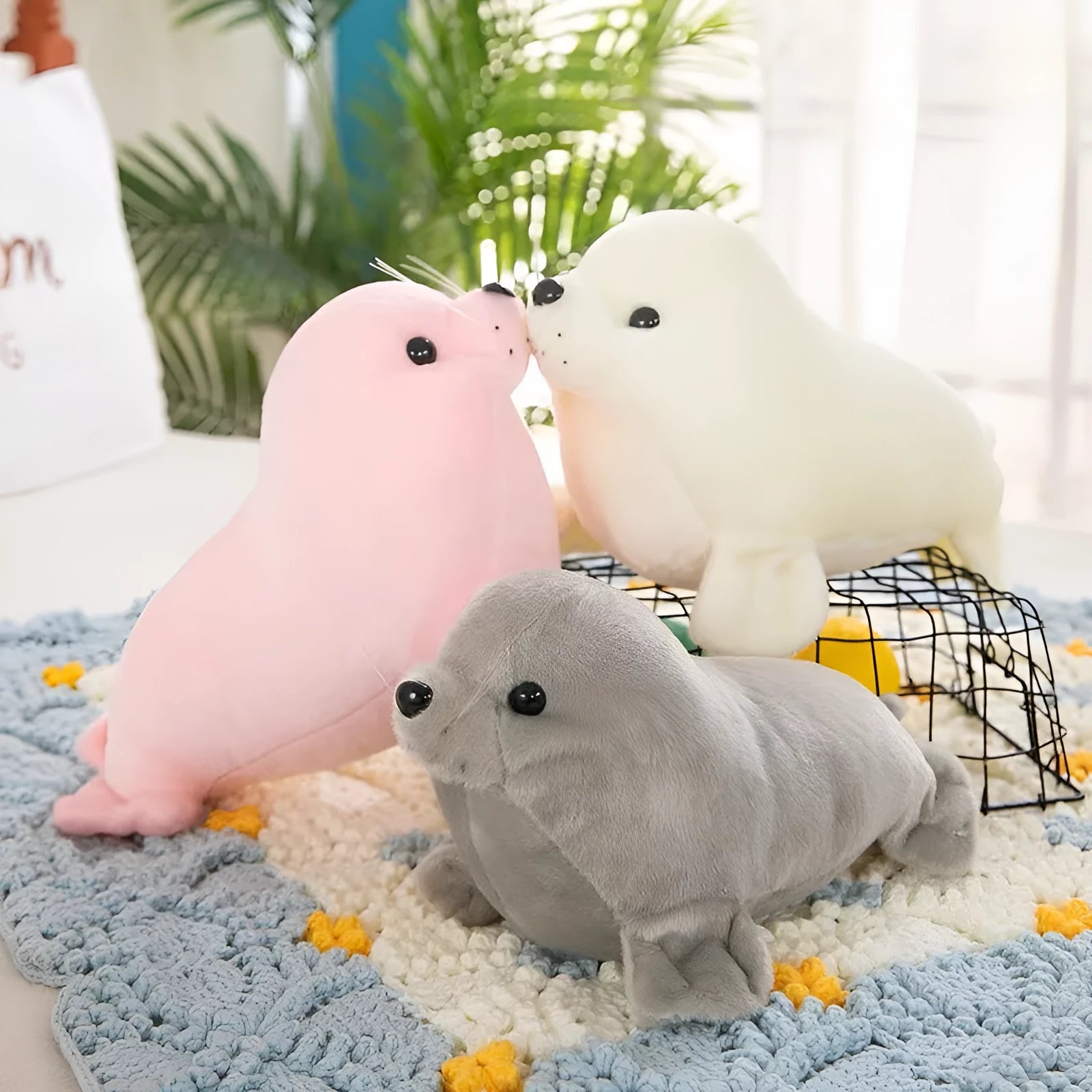 Polar Ocean Underwater World seal plush toy 25cm tall white pink gray soft stuffed animal