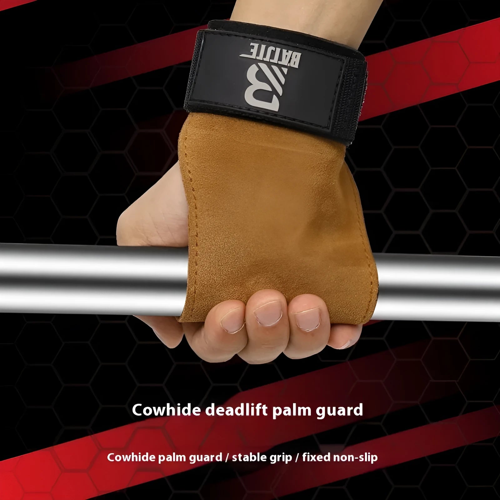 A pair of brown fitness wrist protector bands for pull-up and horizontal bar training.