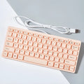 Mini USB wired keyboard for laptops in black, white, pink, or blue colours with 1.3 metre cable