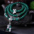 Green agate multi-strand bracelet with three layers of 6mm beads