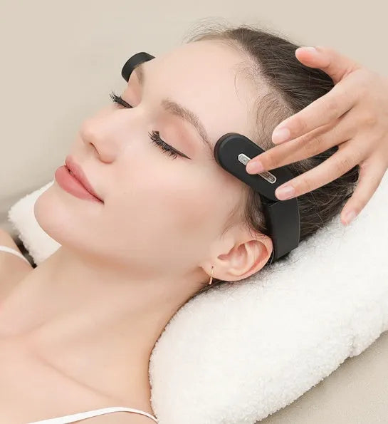 Rechargeable head temple massage instrument with three-speed control in black