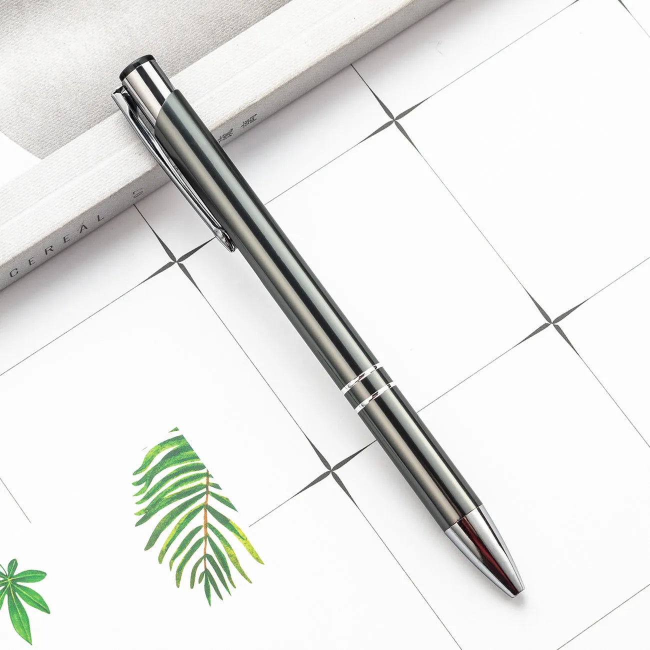 Metal ballpoint pen with aluminium barrel in multiple colour options including champagne gold and painted silver