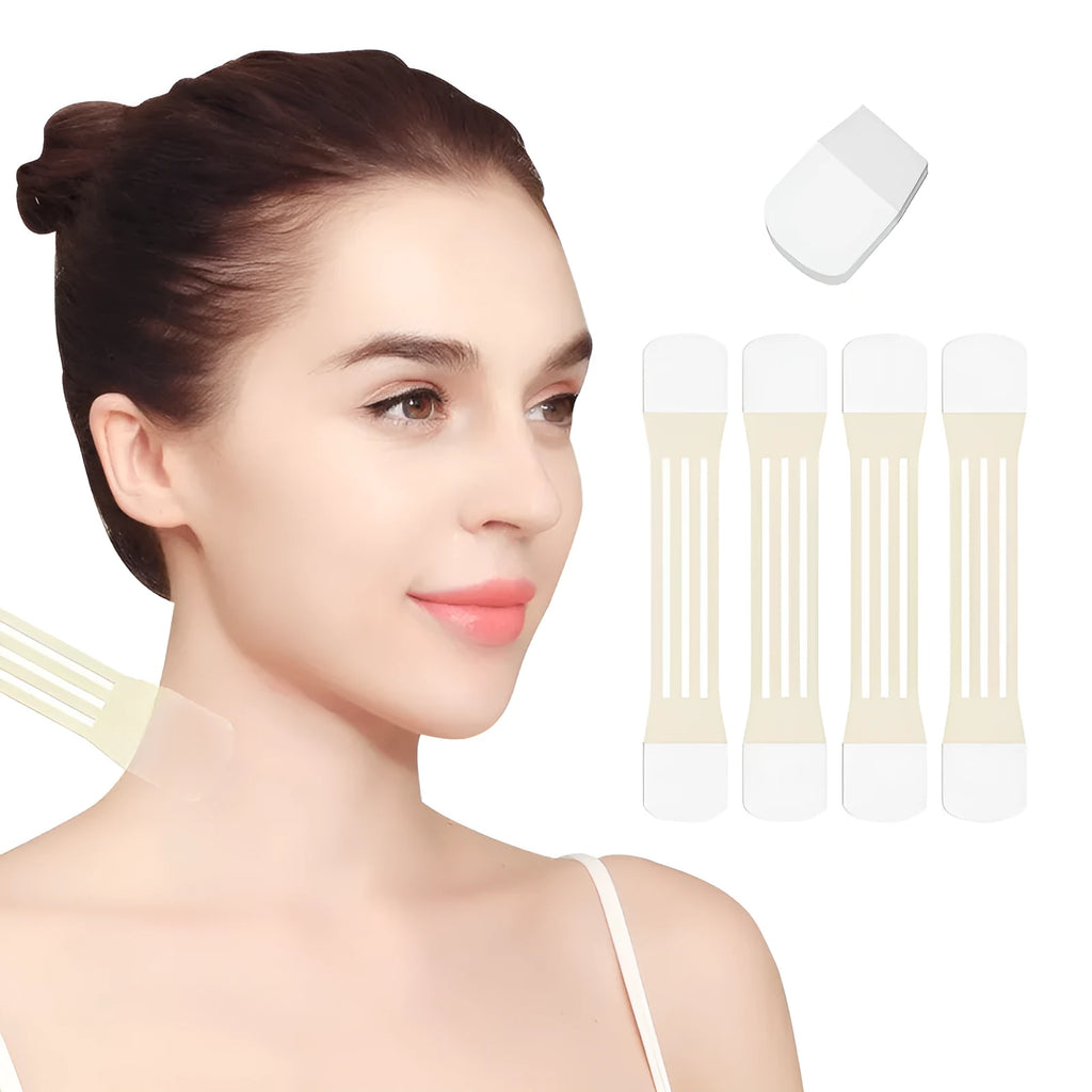 Skin colour neck pattern sling tape with 20 patches in 4-pack set for invisible neckline support
