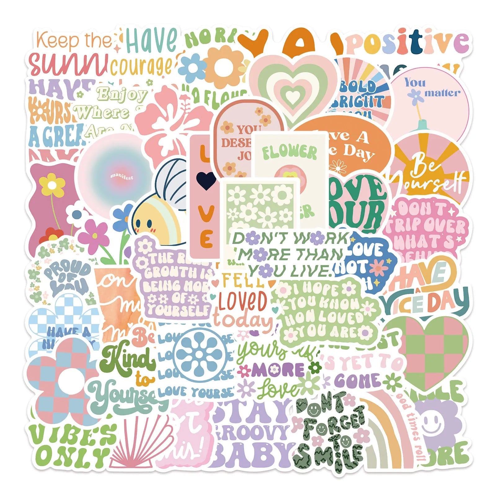 Danish pink motivational statement stickers with graffiti patterns for laptop and luggage decoration