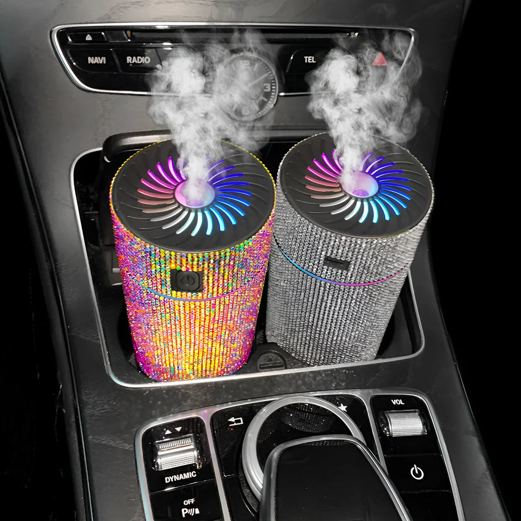Car-mounted air humidifier and purification system with water-diamond filter measuring 14cm