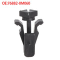 Black plastic automotive fastening clip for Nissan bumper and radiator grille, part number 76882-0M060