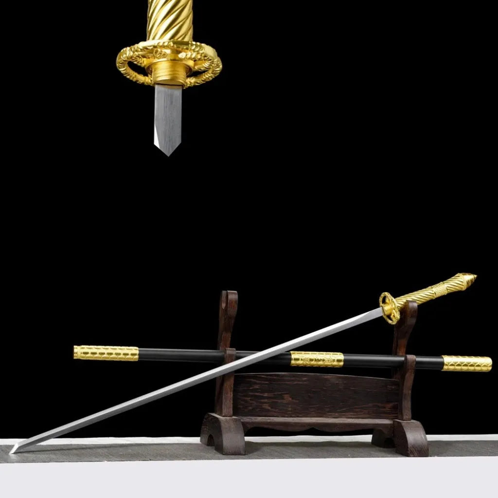 Handmade integral tang sword 95cm manganese steel blade unsharpened black catana display piece