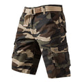 Men's pure cotton camouflage shorts in black and white, fifth-pant length, mid-waist straight-leg cut