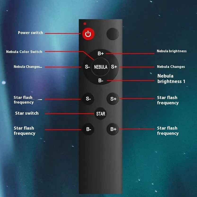 Space capsule shaped projection lamp showing galaxy lighting effects on wall, available in Space Grey or Space White finish