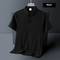 Ice silk seamless cool short sleeve polo in apricot, loose fit nylon summer top
