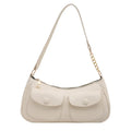 Casual women's PU leather clamshell shoulder bag in urban simplicity style, horizontal square shape, medium hardness