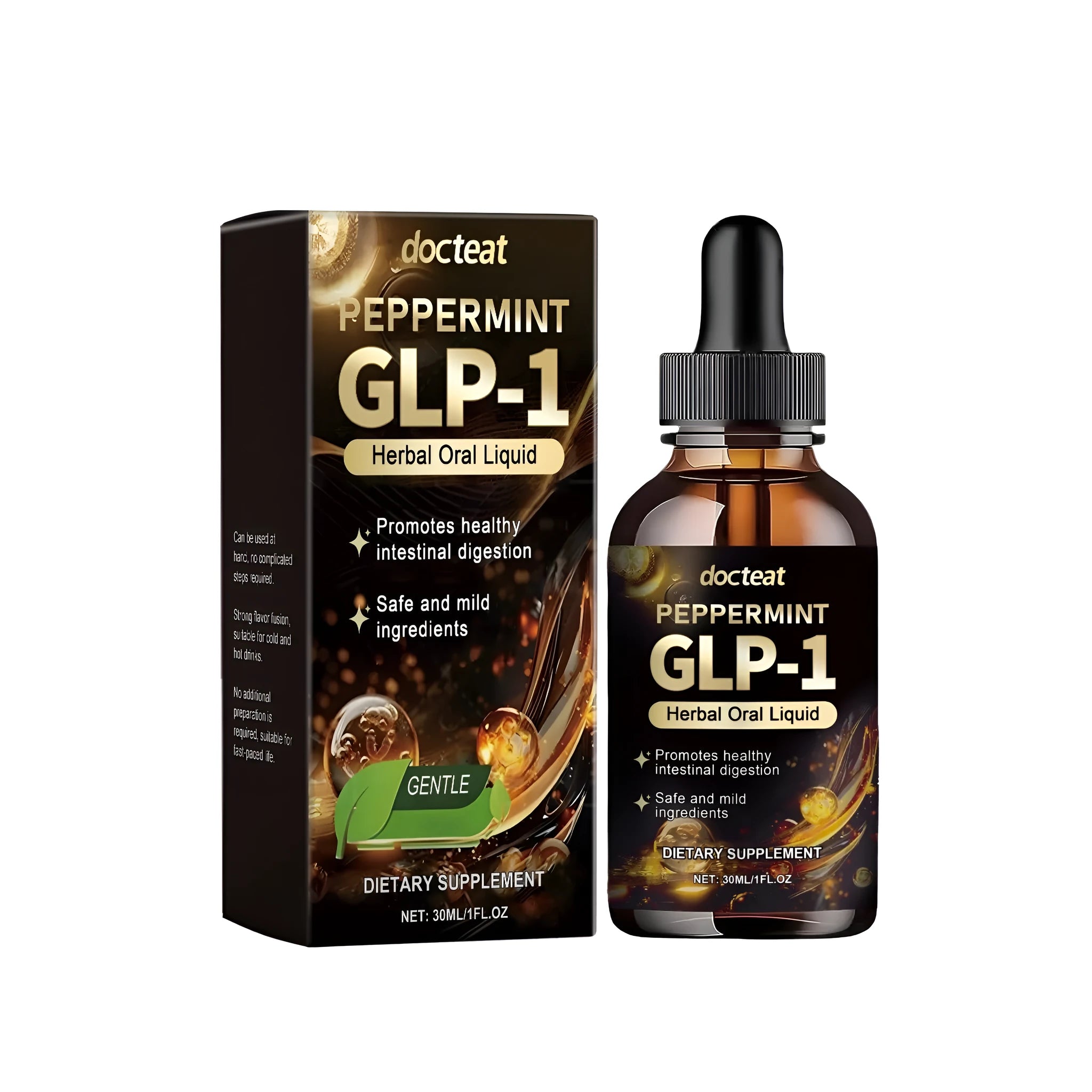 30ml bottle of intestinal health care drops with dropper containing traditional Chinese medicine extract
