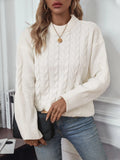 Women's khaki loose sweater with twist detail and round neck