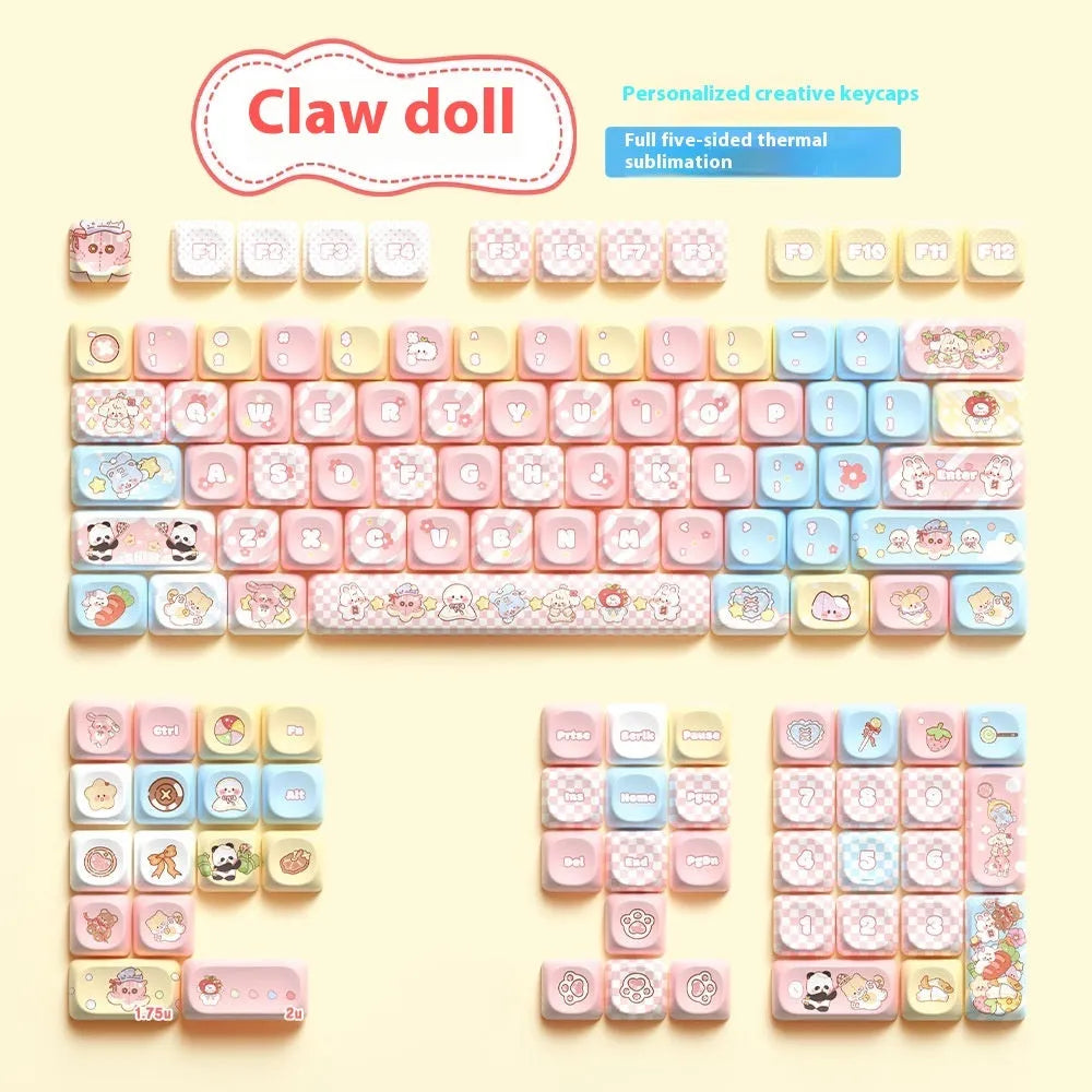 Clip Doll anime character mechanical keyboard keycap set with colourful sublimation printing.