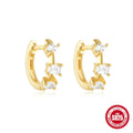 S925 sterling silver round geometric stud earrings in gold finish