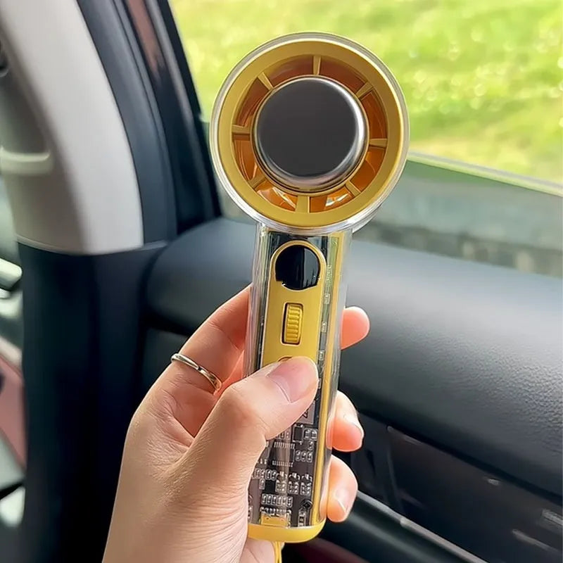 Yellow, white or black handheld cooling fan with ice compress refrigeration function