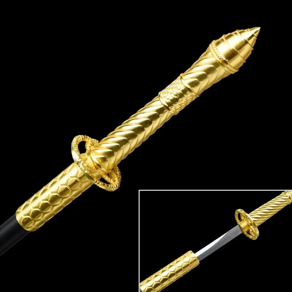 Handmade integral tang sword 95cm manganese steel blade unsharpened black catana display piece
