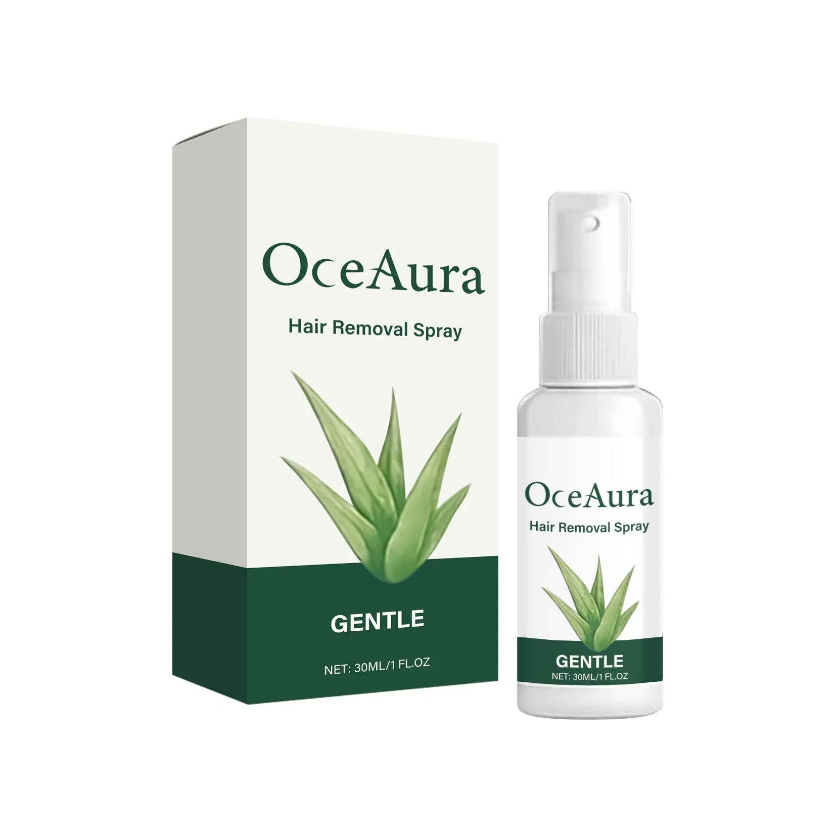 30ml bottle of moisturising hair removal spray with aloe and hyaluronic acid