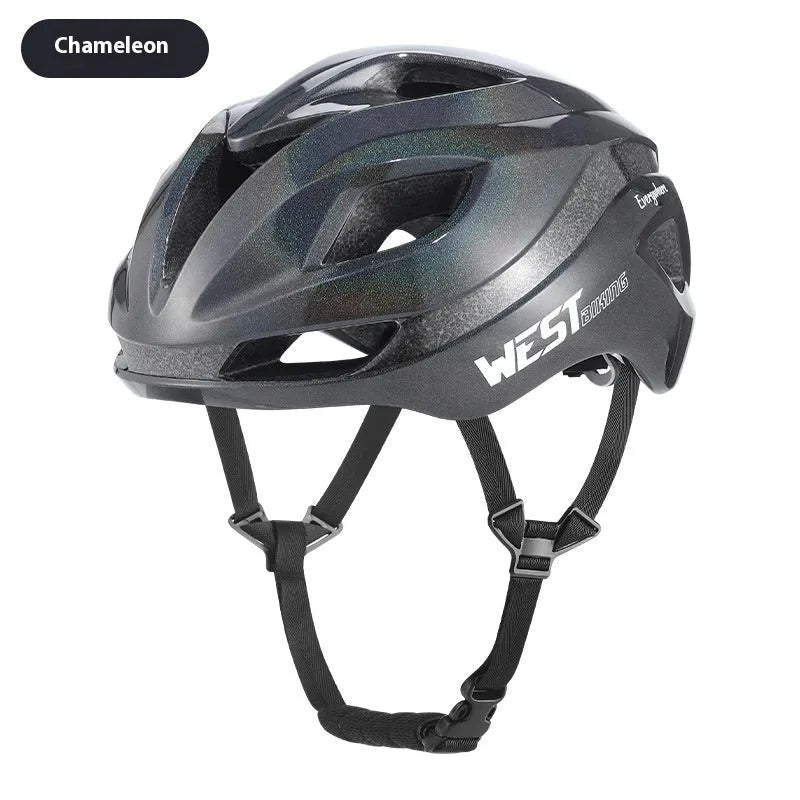 Adult road bike helmet with integrated rear LED light in adjustable 58-61cm sizing