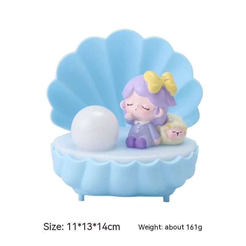 Resin cartoon character night light in pink pig girl, blue bear girl, purple sheep girl, or yellow Miki girl designs