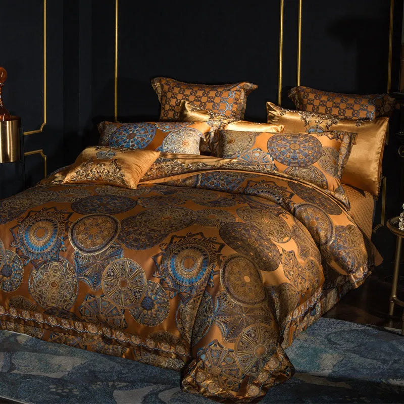 Luxury embroidery villa four-piece set European court style bedding in cotton with 100 thread count