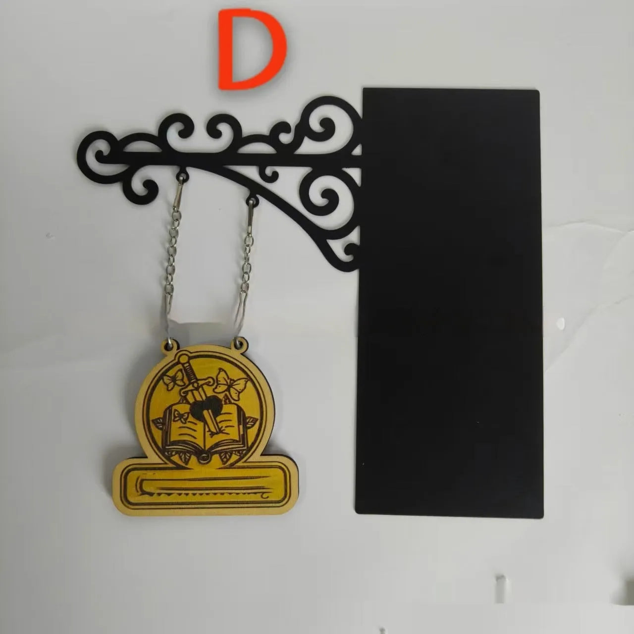 A flat, tavern-themed book nook divider ornament with a wood-effect finish, shown in design style A.
