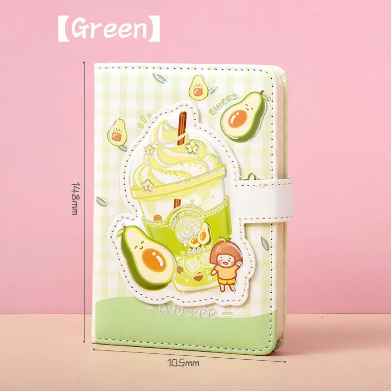 Cute magnetic buckle notebook with heart design, A6 size, in pink colour on a white background