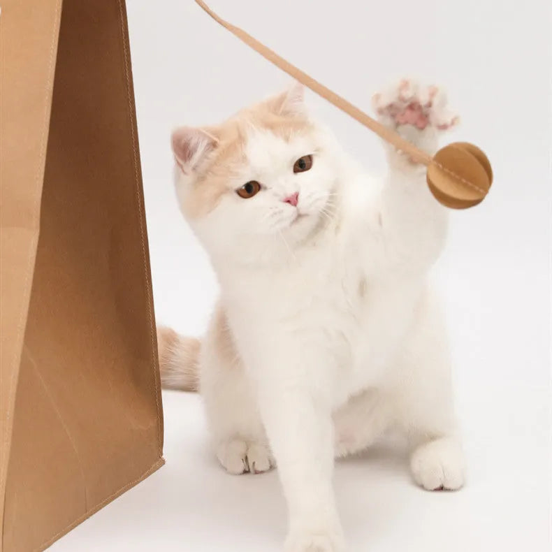 Brown cat scratch board paper bag integrated nest with scratching board, 40x30x53cm, washable kraft and corrugated paper