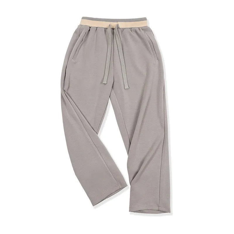 Men's casual air layer sweatpants in gray polyester, loose straight-leg elastic waist design