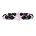 Hand-cut peach heart stone bracelet with geometric universe and moon design in various colours.
