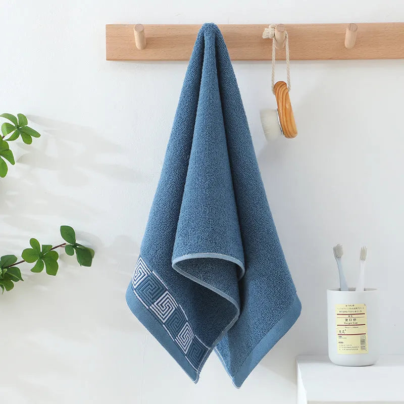Gaoyang thickened pure cotton face towel 35x75cm in blue, individually wrapped
