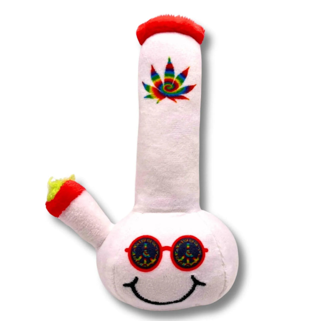 Colourful sounding kettle plush dog toy with picture-style pattern, 24 cm size