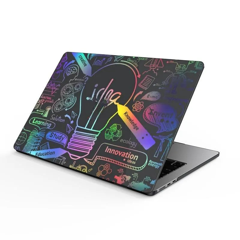 Plastic laptop protective case for MacBook in bronzing black finish, showing hard shell cover on computer