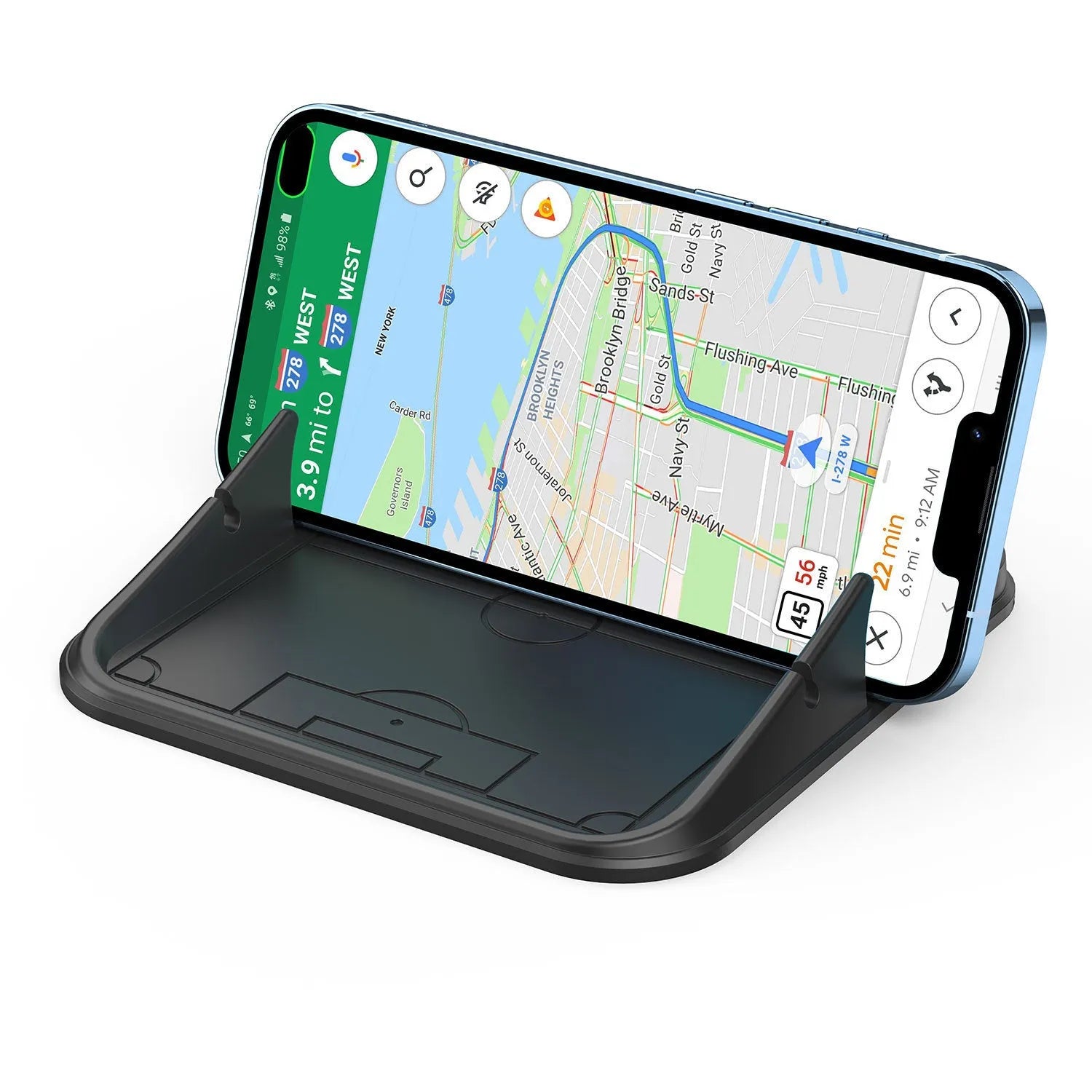 Silicone automobile phone holder in Peak-X5 colour with common node design for car and desktop use