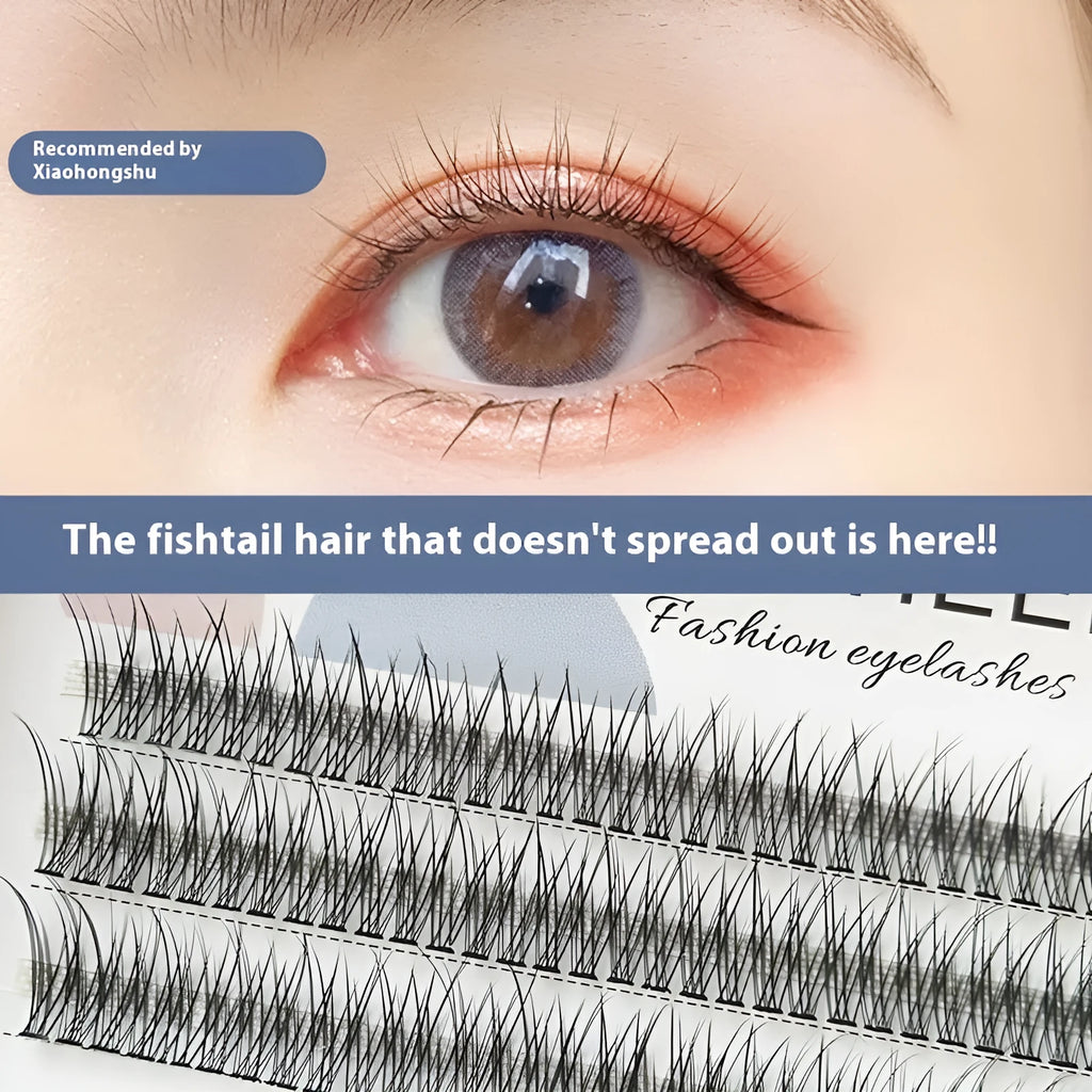 V-shaped fairy fishtail false eyelashes black fibre lashes 8-12mm length options