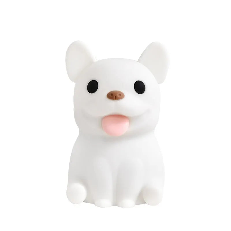 Cartoon animal USB night light with dimming control on bedside table