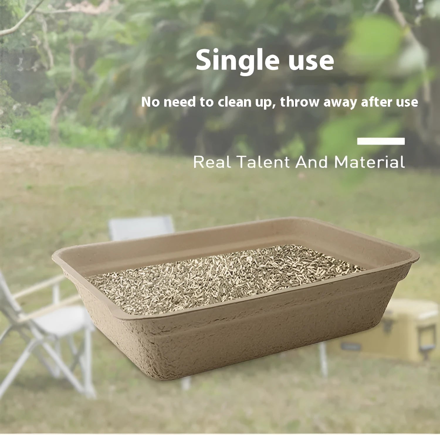Brown disposable waterproof cat litter box with biodegradable material in three size options
