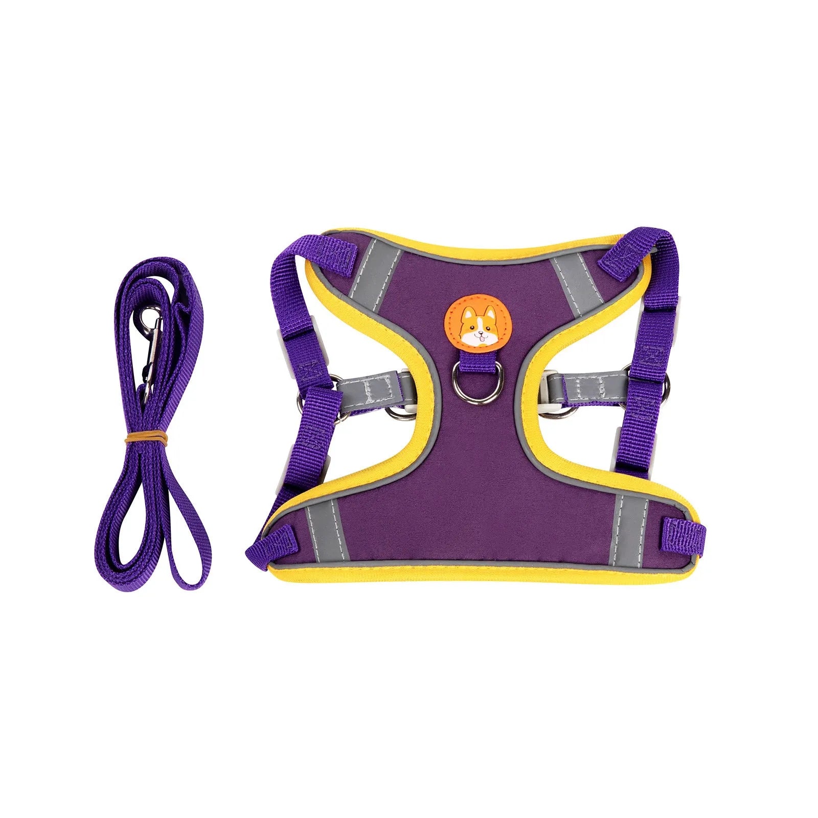 Adjustable dog harness with haulage rope system and chest strap in multiple colour options