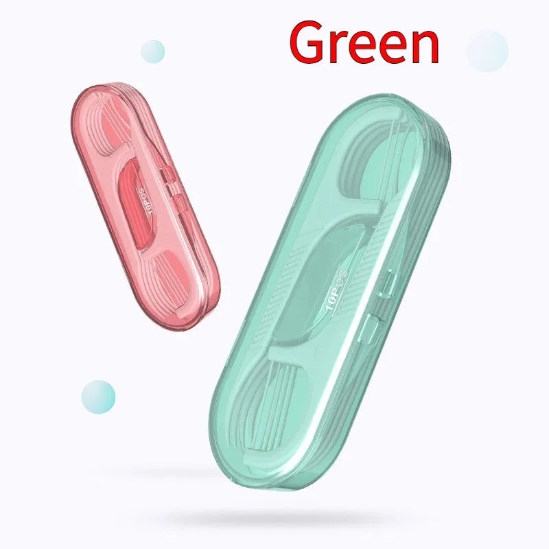 Independently packaged dental floss in portable plastic bag with high tensile strength