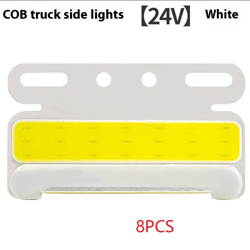 12V 24V COB LED truck side marker light in aluminium alloy housing, showing colour options.
