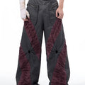 Retro three-dimensional keel casual trousers in grey rayon viscose fabric with straight hem