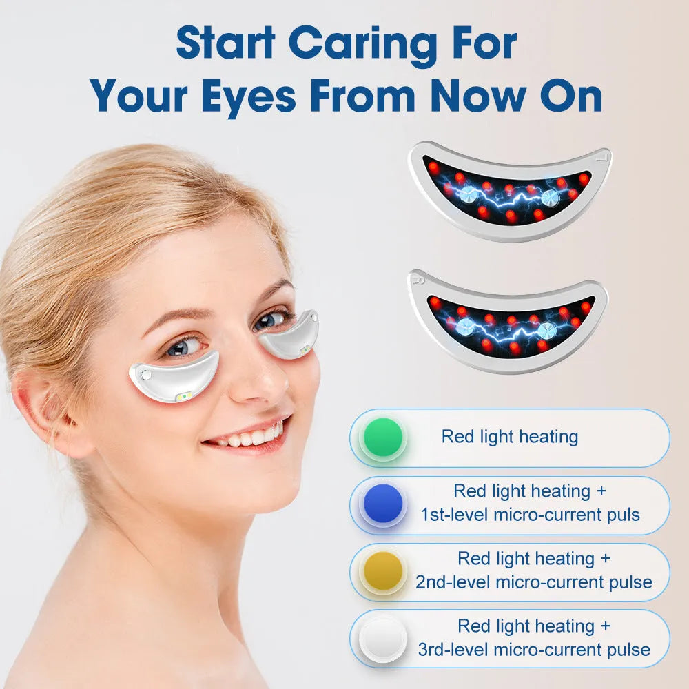 White wireless red light eye massager with EMS function for facial beauty treatment